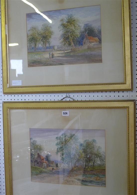 Pair of late Victorian watercolours, L.Lewis, country scenes